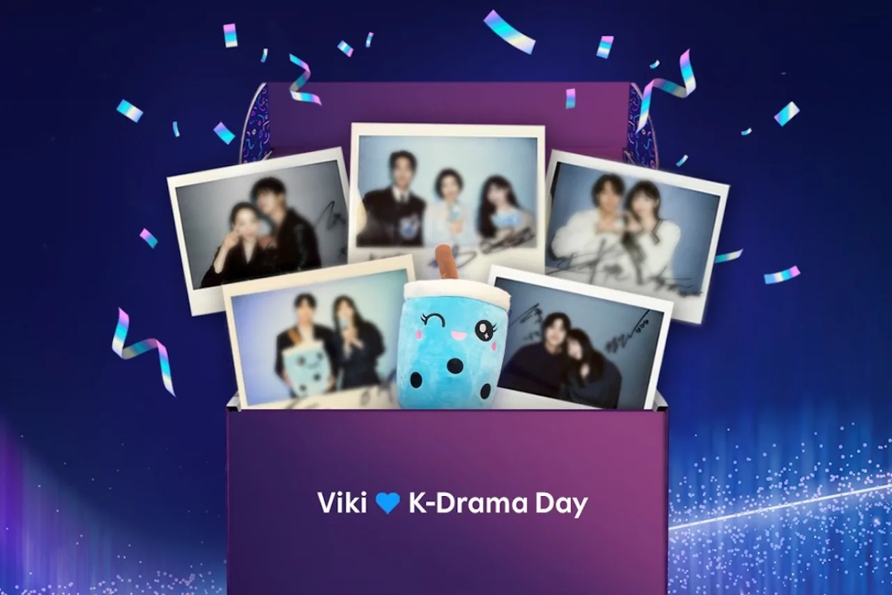 Polaroids com assinaturas de atores de K‑drama ao lado do logo da Viki, exibindo cenas românticas e dramáticas