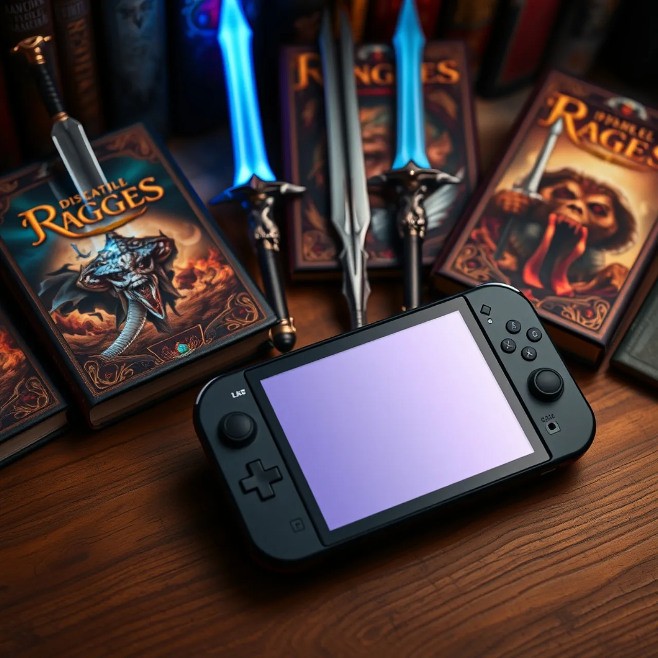 Switch com o cartucho de Sacred 2 Remaster ao lado de um controle Joy‑Con, exibindo a capa vibrante do jogo