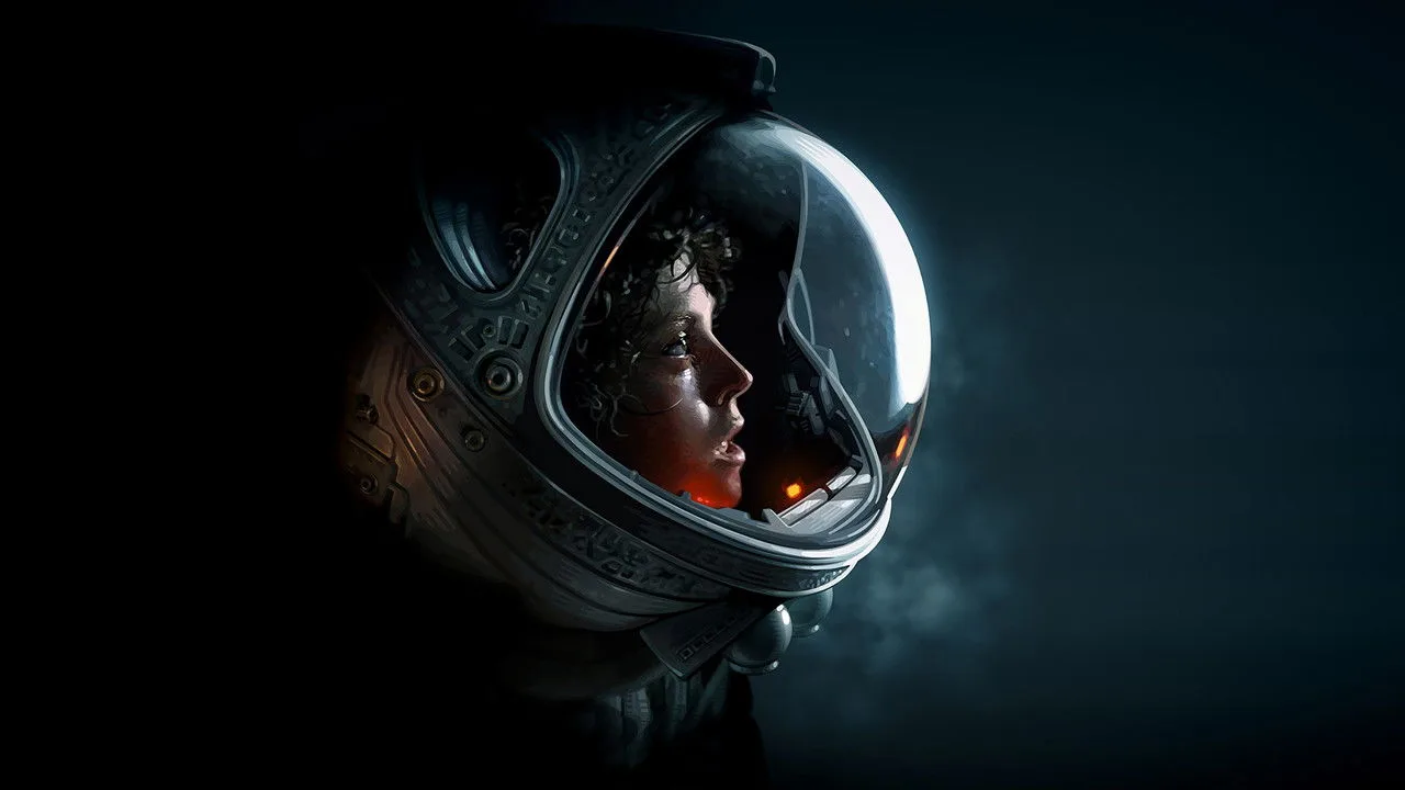 Mulher fazendo agachamento com kettlebell estampado de xenomorfo ao fundo, tela exibindo a frase icônica de Aliens
