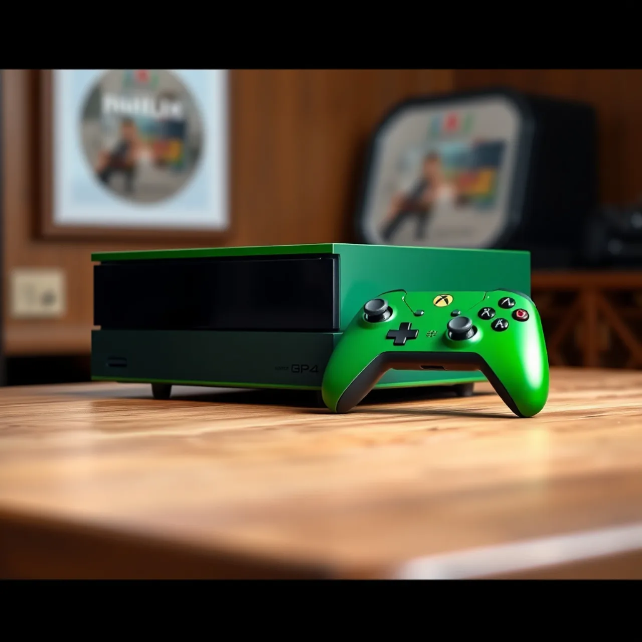 Controlador da Switch 2 edição Zelda sobre tapete de yoga, ao lado de garrafa de água, maçã verde e halteres