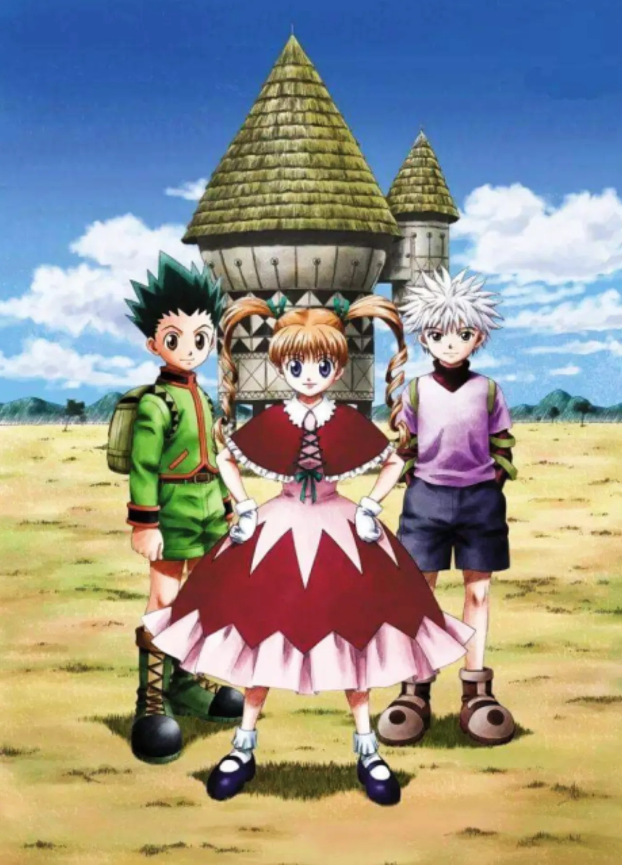 Jovem no sofá, camiseta de Hunter x Hunter, faz alongamento, segurando copo d'água e bowl de frutas
