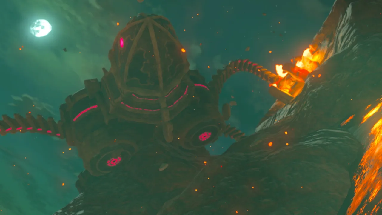 Jovem fazendo alongamento ao som da trilha de Breath of the Wild, com o boxset azul‑dourado ao lado