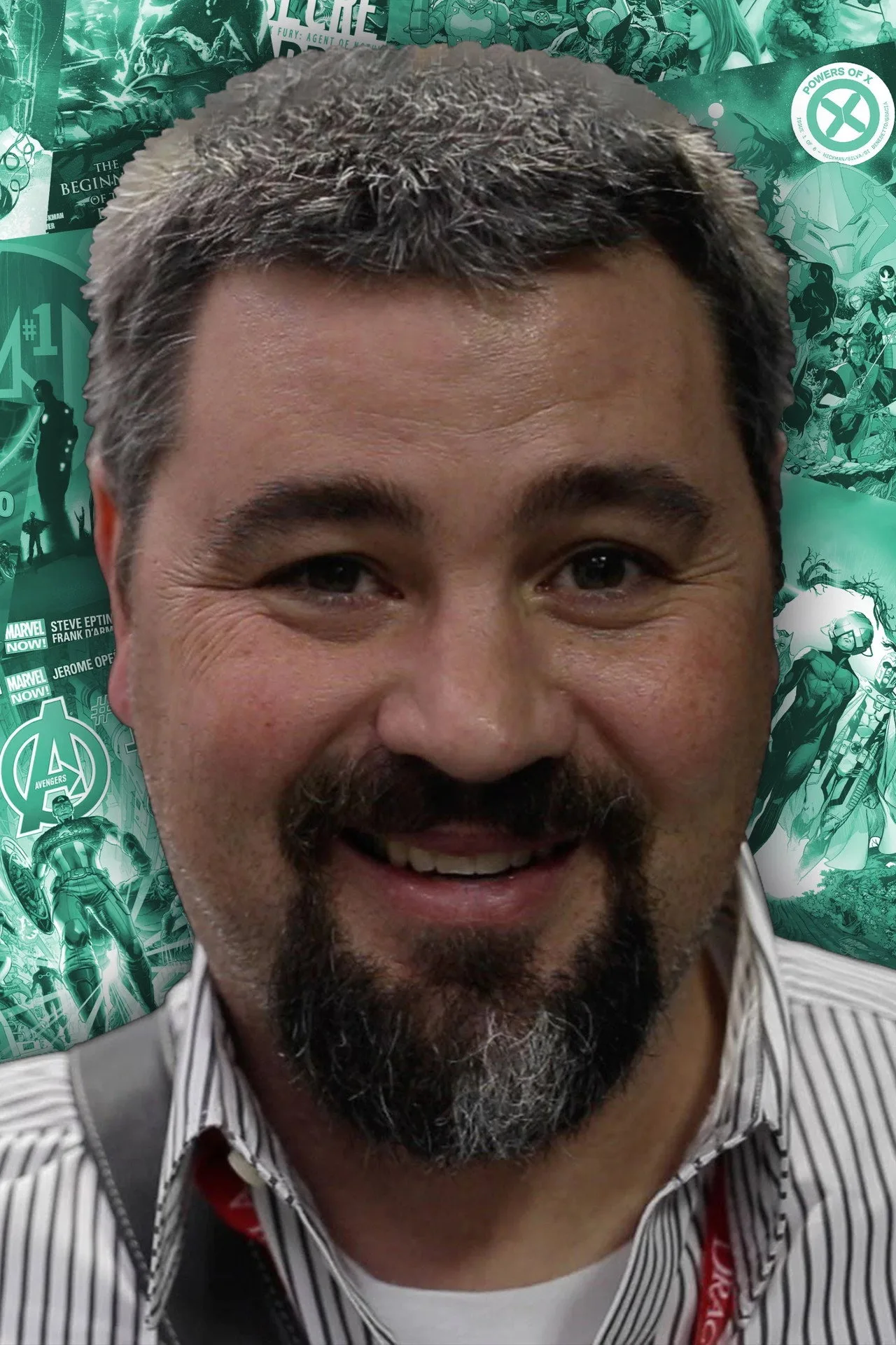 Pessoa em roupa de academia levantando halteres, lendo a capa de "Secret Wars (2015)" ao lado de um tapete de ioga