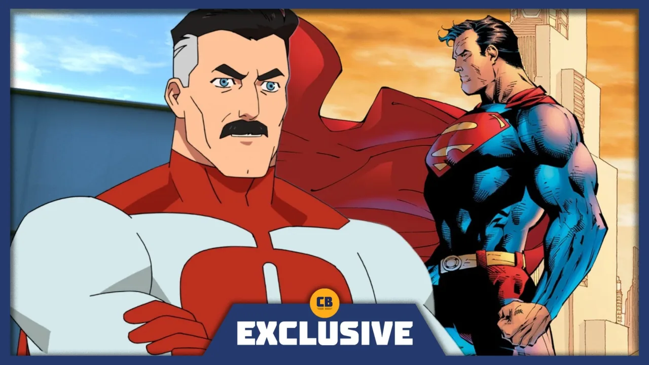 Homem musculoso segurando um haltere enquanto observa uma capa de quadrinhos aberta ao lado
