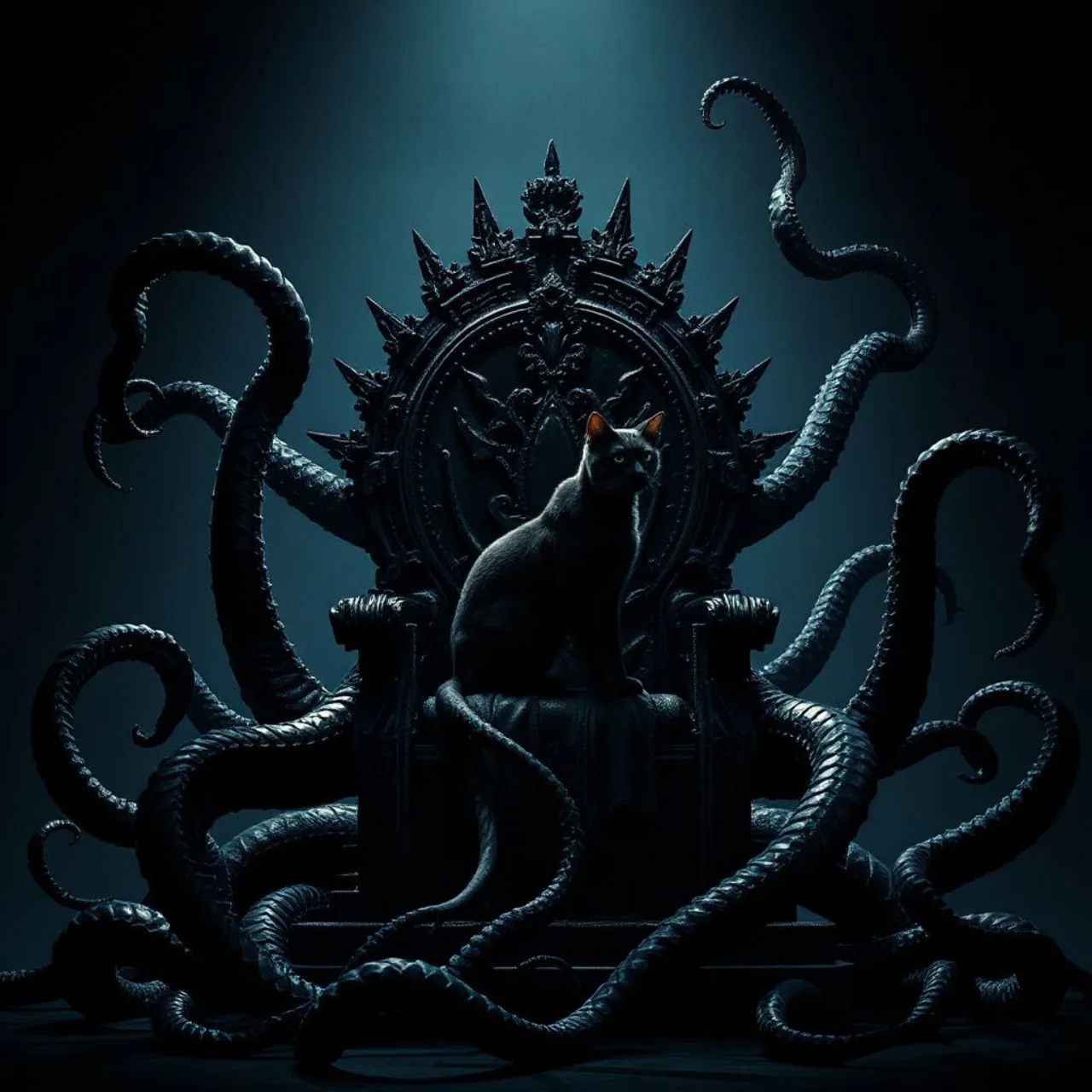 O simbionte Sleeper, de aspecto negro e olhos vermelhos, surge imponente ao lado da Queen in Black, sobre fundo sombrio