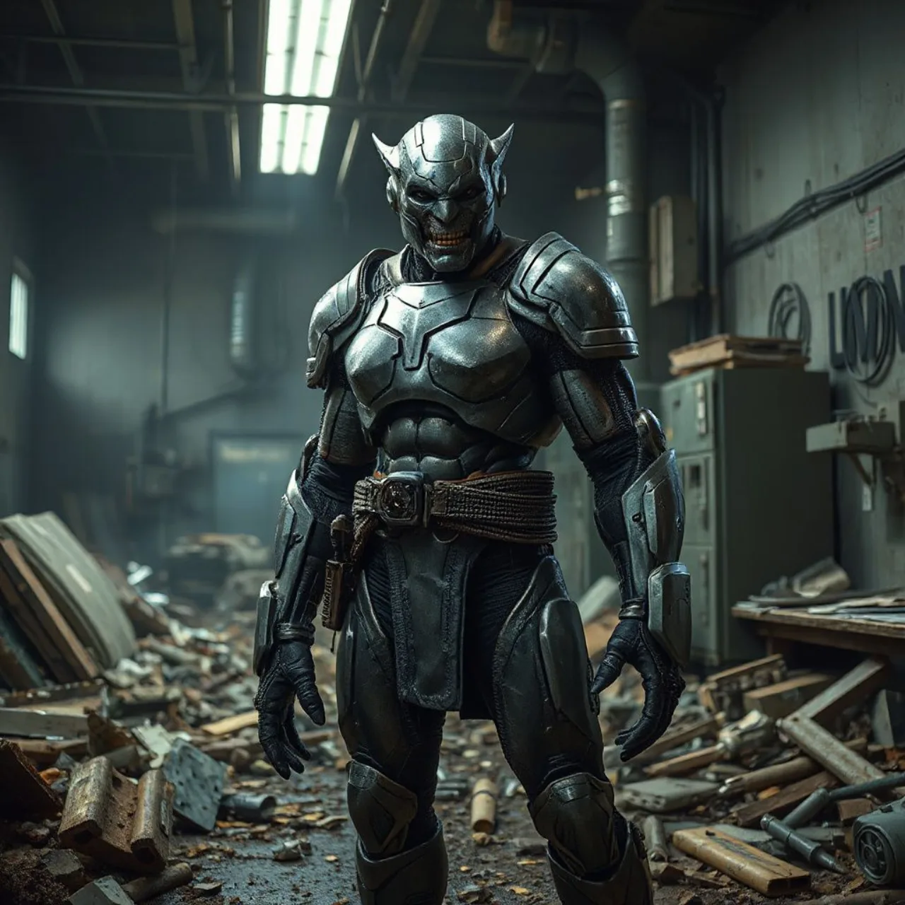 Magneto sem capacete, rosto revelado, ao lado de um holograma do Professor X em fundo escuro