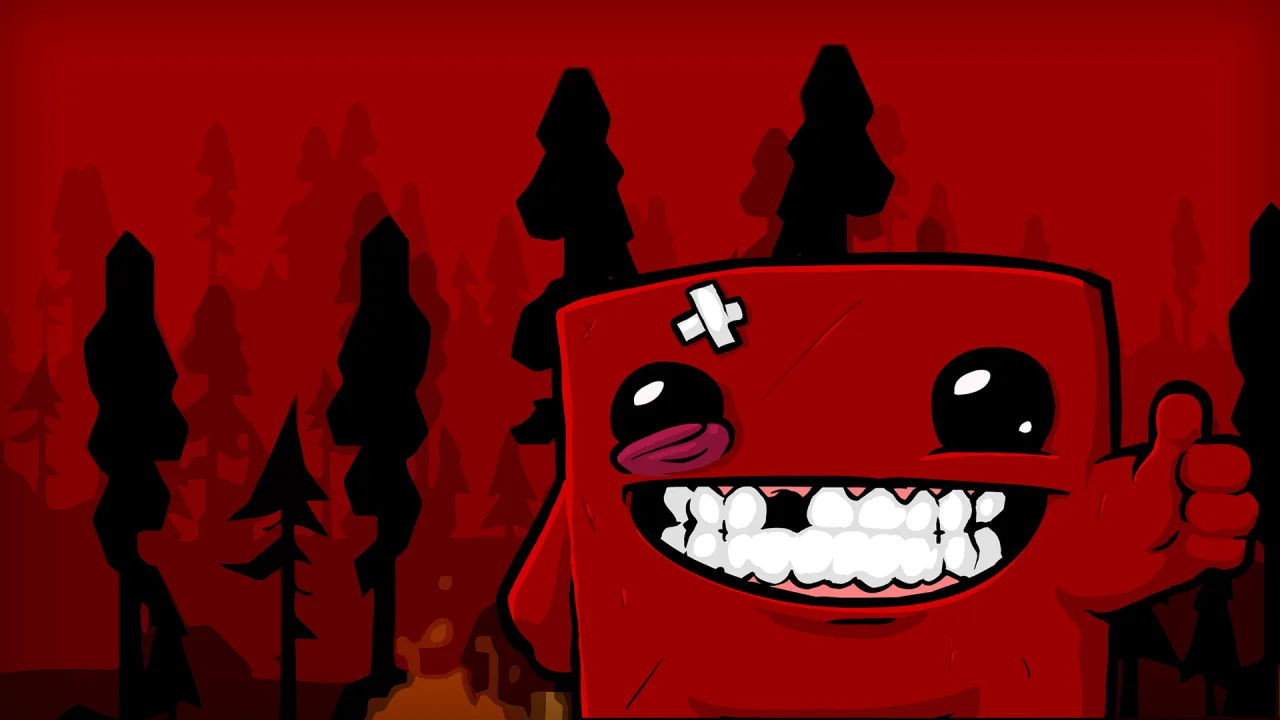 Cena do jogo Super Meat Boy