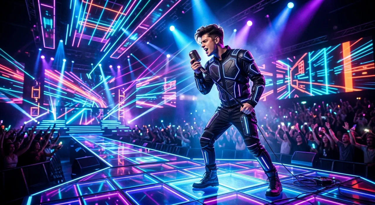 Jungkook aparece em animação 3D futurista, com luzes neon e o ícone do YouTube exibindo 300 mi de visualizações