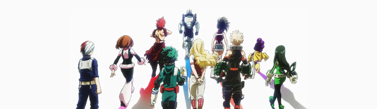 Jovem em roupa de treino inspirada em Deku faz flexões segurando um pôster do My Hero Academia