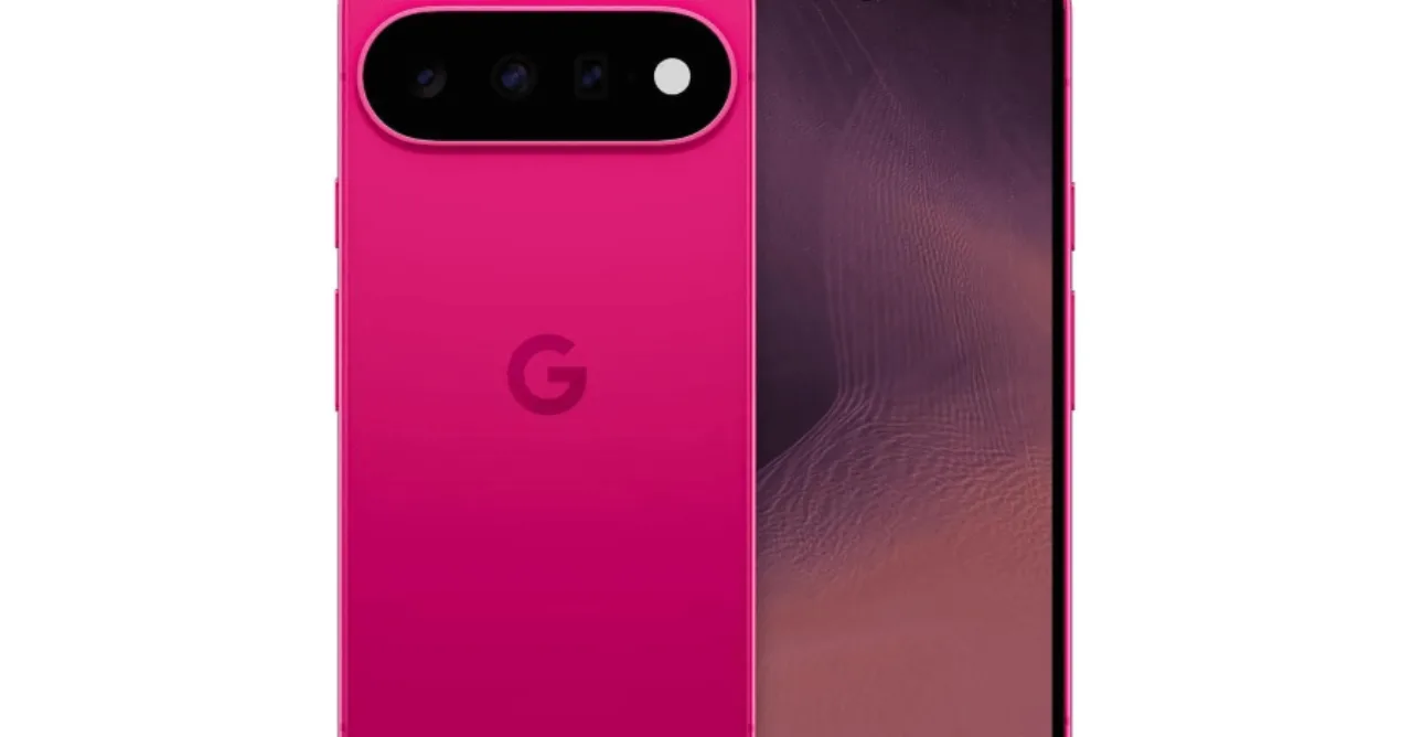 Modelo correndo ao ar livre, segurando o Google Pixel 11 nas cores Fuchsia, Moss e Midnight