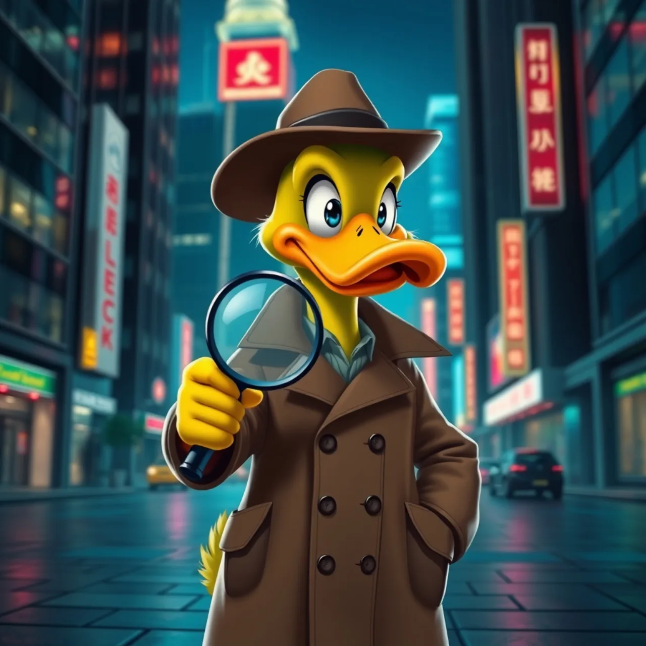 Um homem em roupa de treino, segurando halteres, observa animado a tela de um laptop exibindo a nova abertura de Duckman