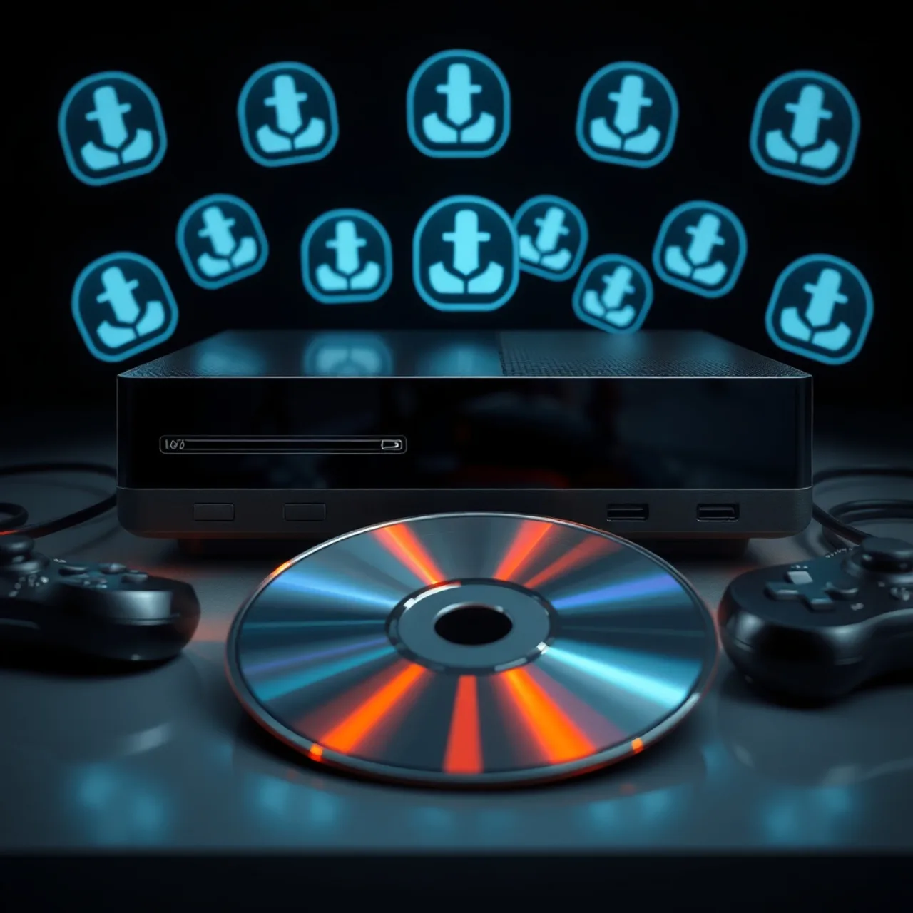 Um jovem sentado no sofá, segurando um controle de PlayStation, com um tablet exibindo ícones de jogos digitais ao fundo
