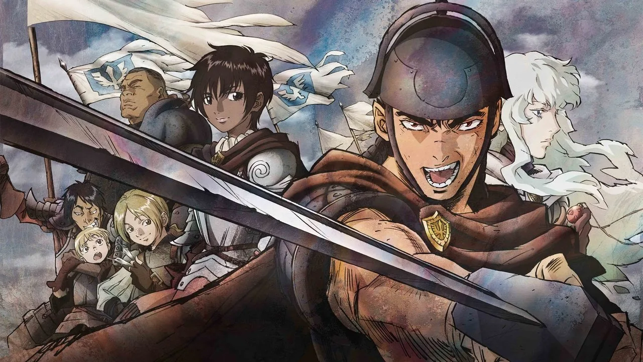 Jovem em roupa de academia levanta halteres enquanto folheia o mangá Berserk aberto na página 384