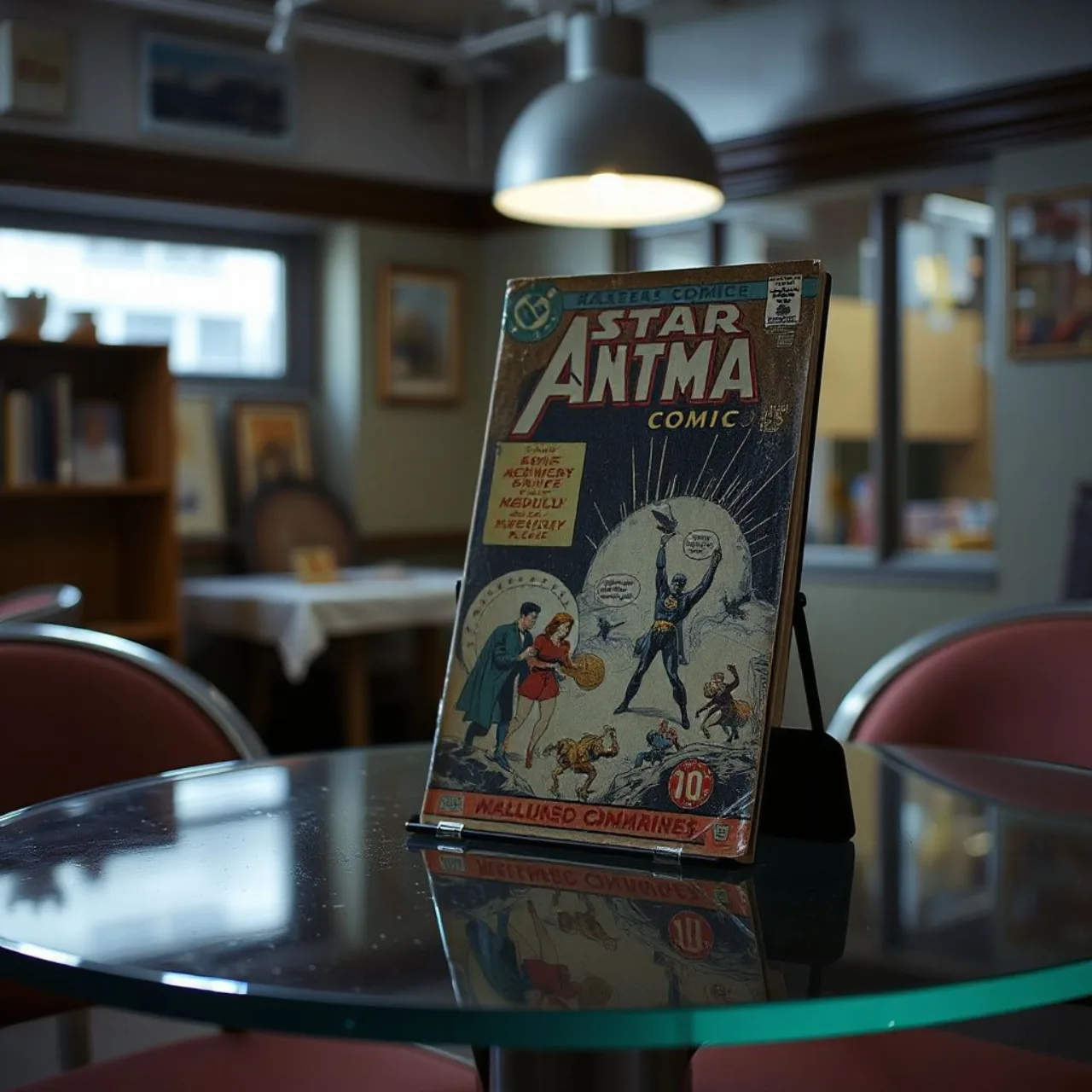 Capa original de Action Comics #1 de 1938, mostrando o Superman em pose heroica, ao lado do selo de classificação 9.6 da CGC