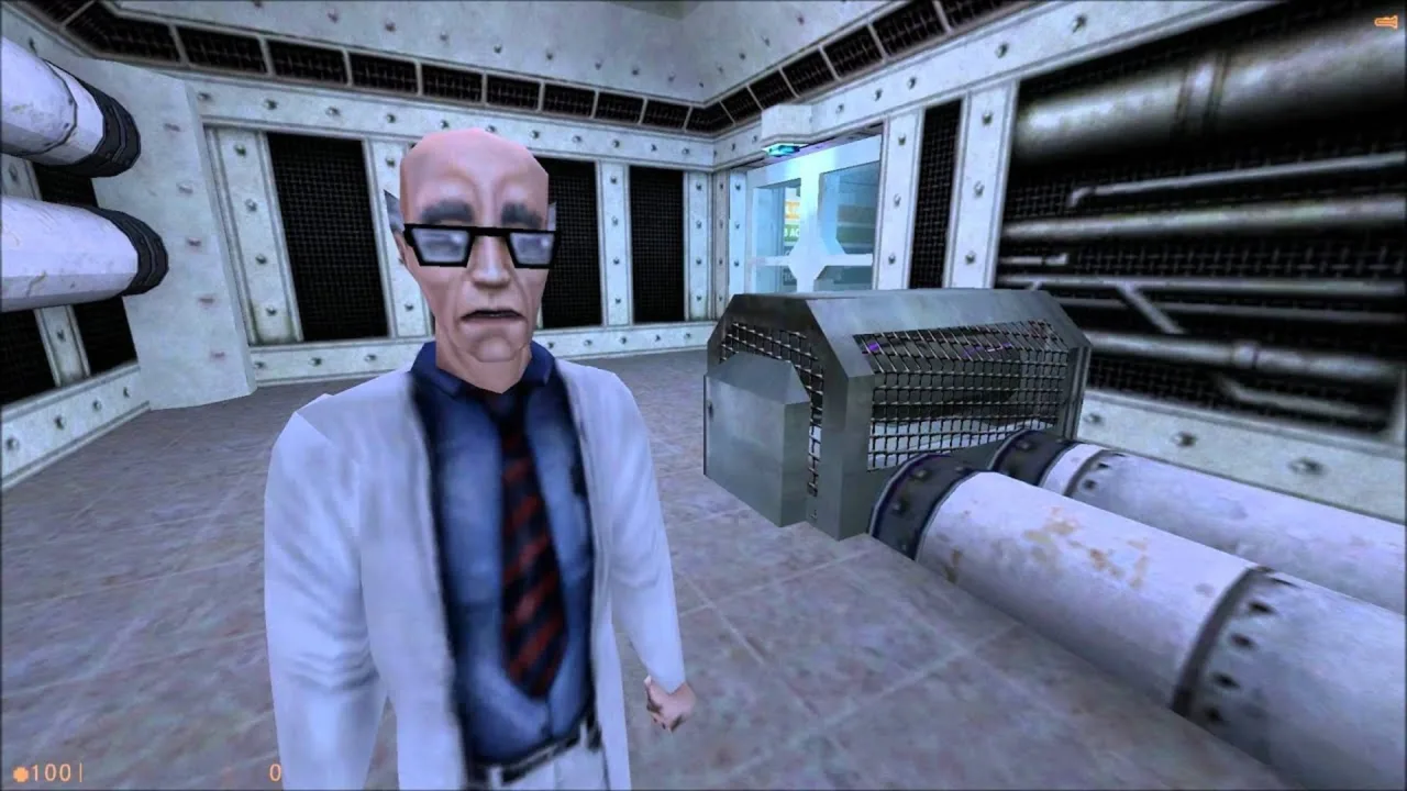 Caixa selada de Half-Life 1998 sobre mesa, ao lado de uma balança de peso e uma garrafa de água