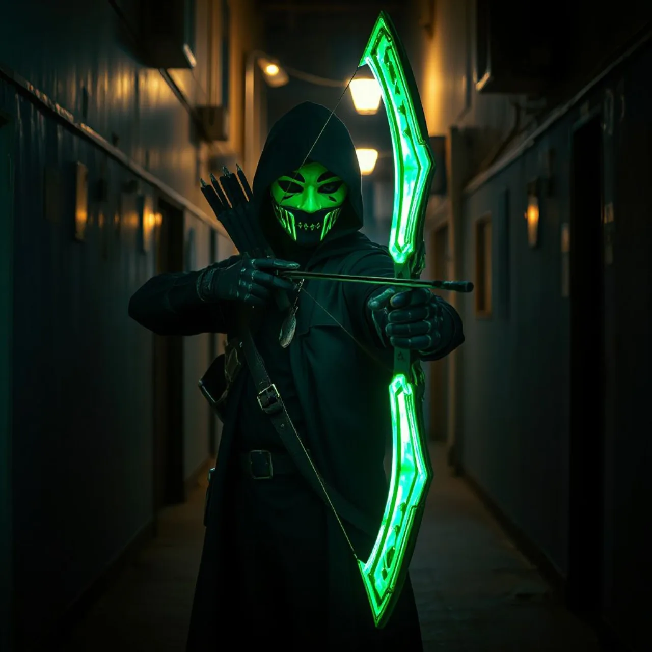 Capa de Absolute Green Arrow #5 exibe o novo Green Arrow em traje verde, com arco, ao lado de Malcolm Merlyn