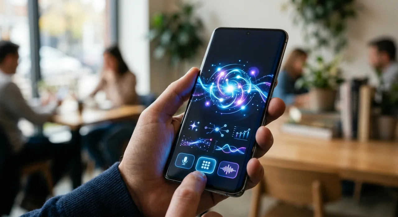 Tela de smartphone exibindo o app Claude Duet da Anthropic, com logo da empresa e interface de chat de IA