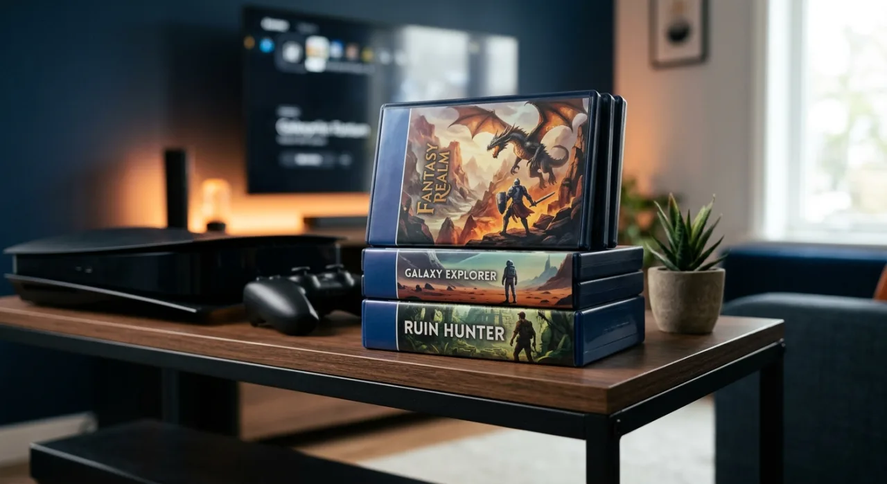 Capa dos três jogos Tomb Raider ao lado do logo da PlayStation Store mostrando preço de US$5
