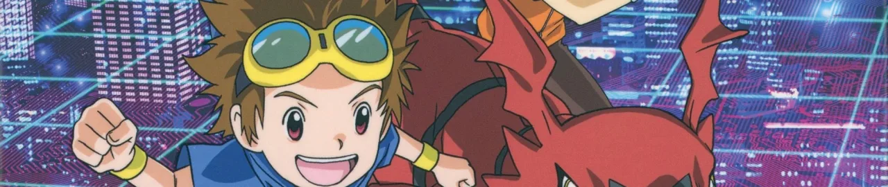 Jovem vestindo camiseta de Digimon, segurando halteres coloridos enquanto assiste a tela de animação