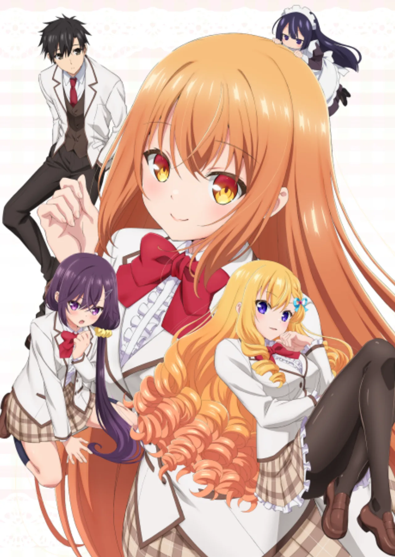 Jovem malhando na academia, fones nos ouvidos, cartaz do anime Rich Girl Caretaker ao fundo