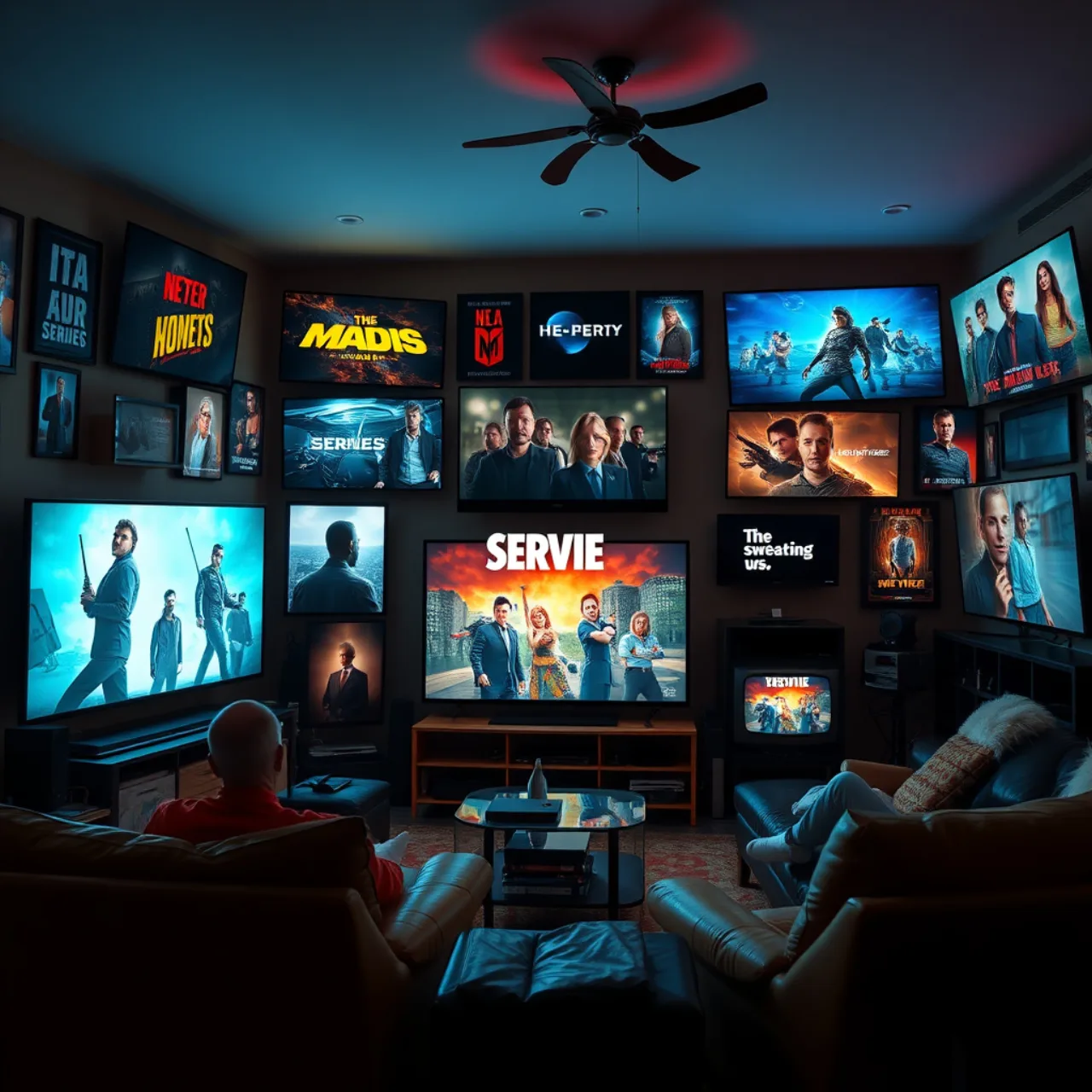 Pessoa correndo na esteira enquanto assiste séries no tablet com logotipos Netflix, HBO Max, Peacock e Hulu na tela