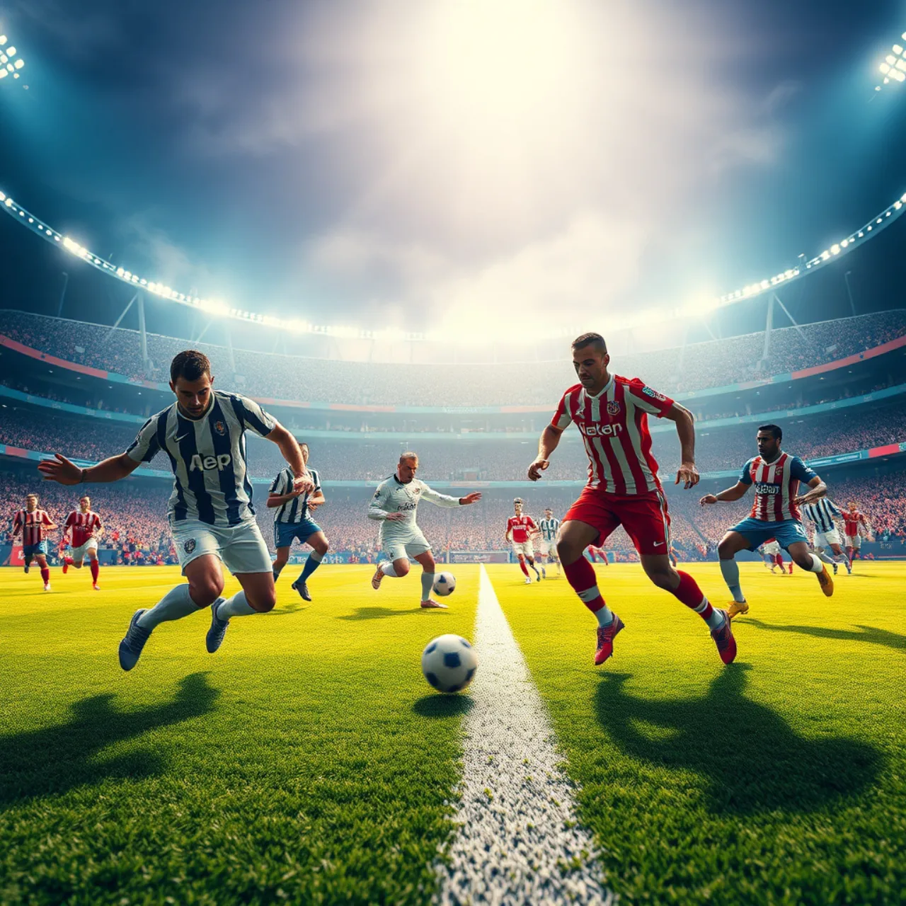 Um jovem em roupa esportiva joga PS5 sentado numa cadeira ergonômica, enquanto faz agachamento com halteres ao lado