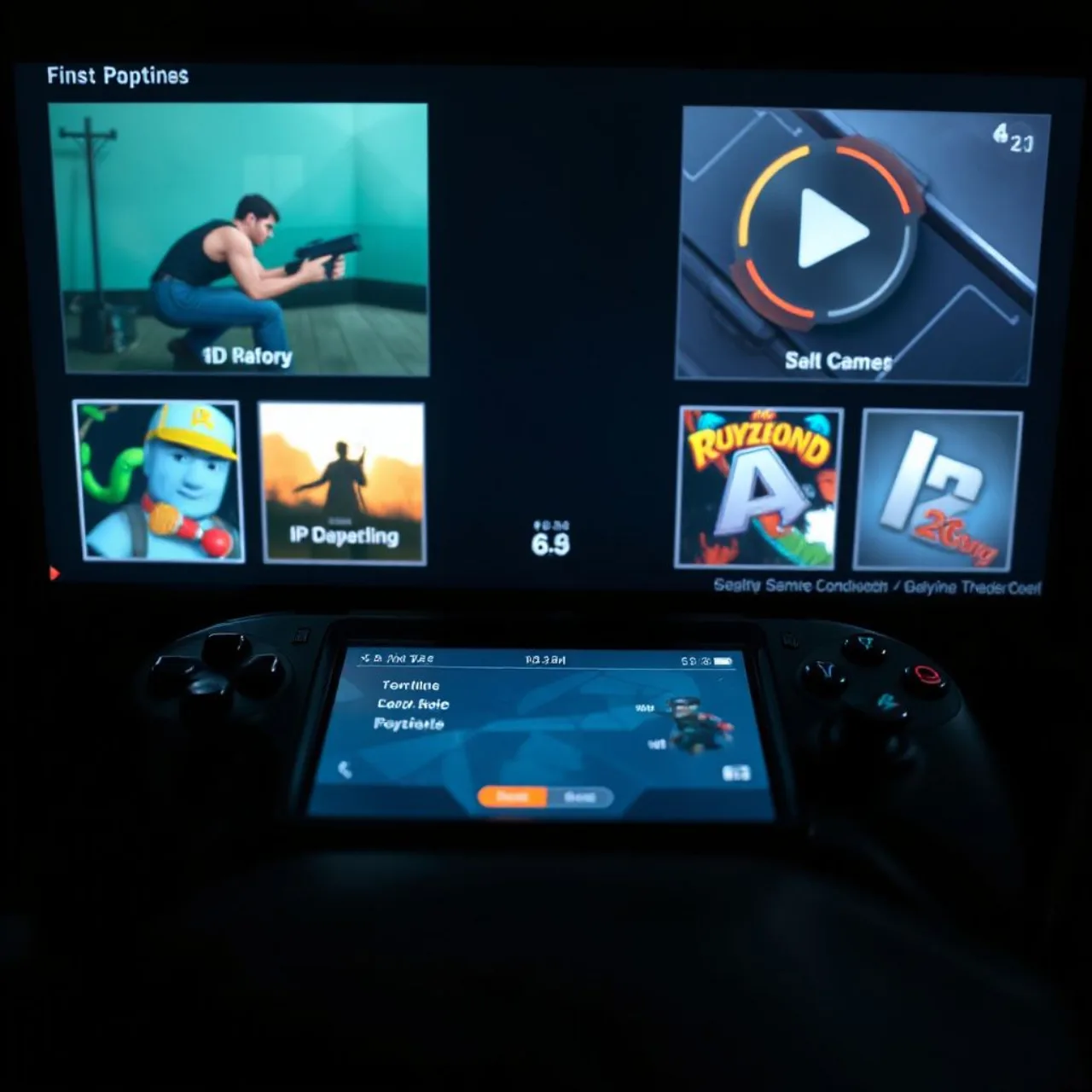 Tela do Xbox mostrando blocos de jogos com pequenas etiquetas de progresso e ícones sociais