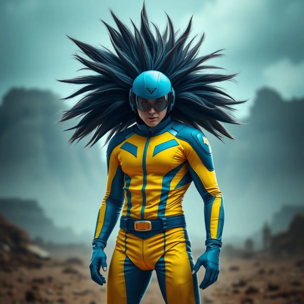 Homem musculoso fazendo flexão, vestindo a nova jaqueta amarelada de Wolverine, com luvas e garras falsas