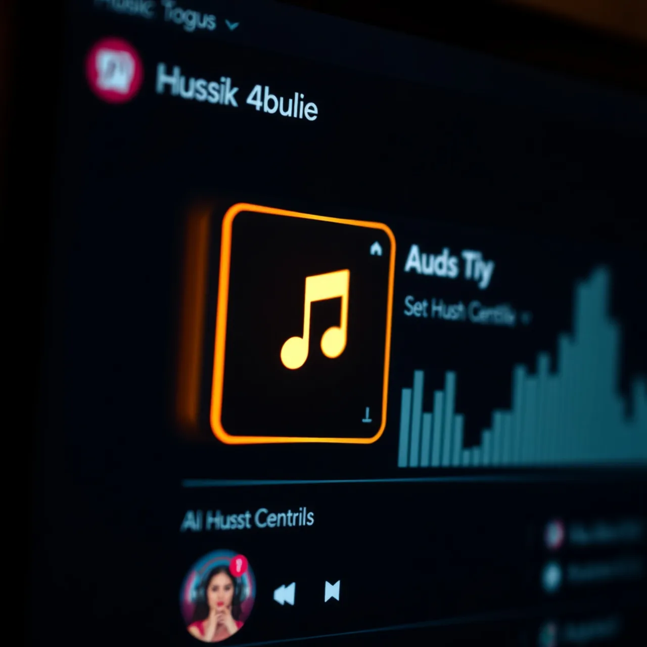 Pessoa correndo na esteira enquanto usa fones Tidal, tela mostrando ícone de IA ao lado da música
