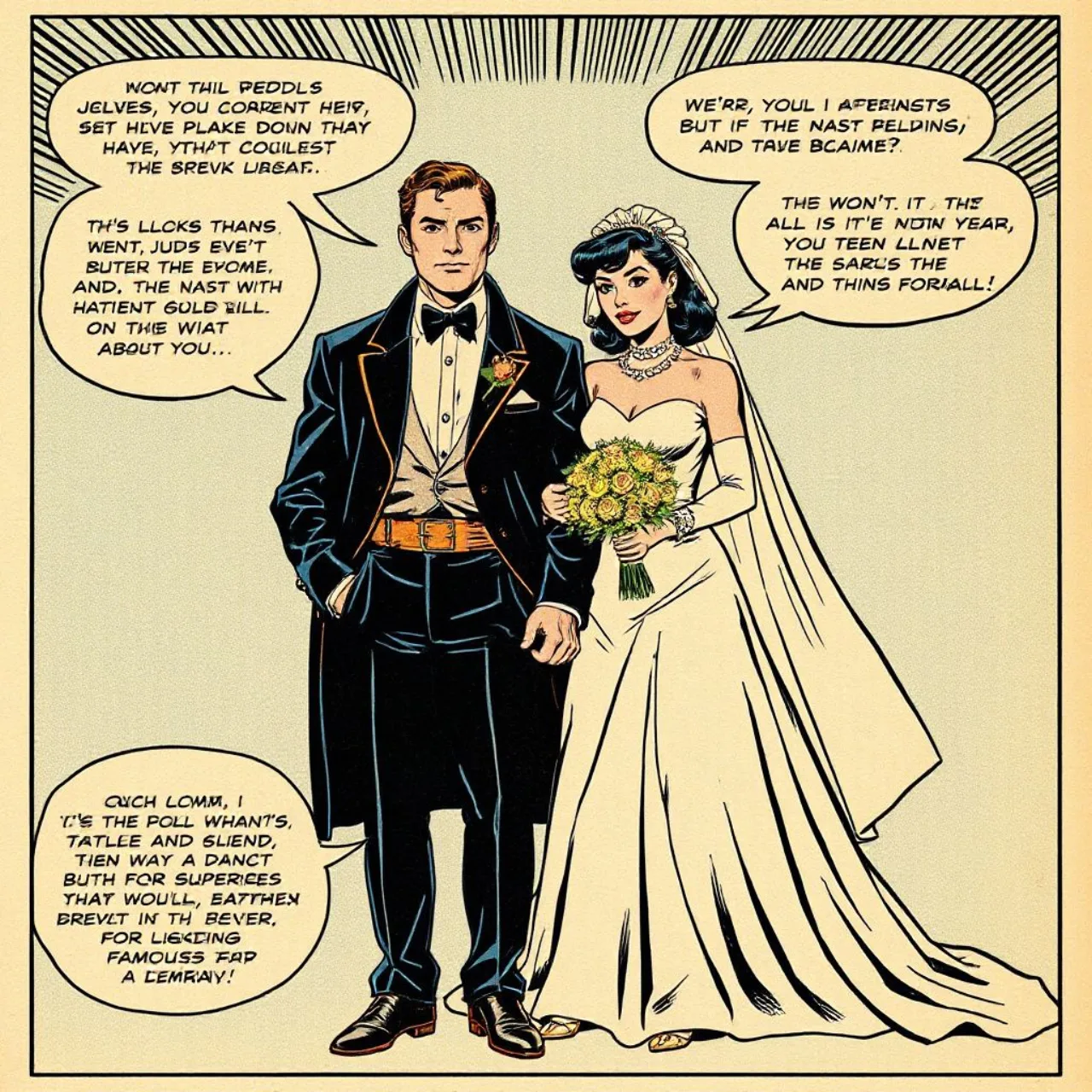Capa de El Sorprendente Hombre‑Araña #128 mostrando Peter Parker e Gwen Stacy vestidos de noiva e noivo
