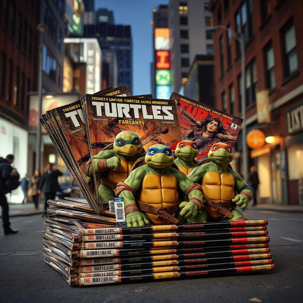 Capa de TMNT #25 mostra as quatro tartarugas em pose enfrentando um novo vilão sombrio, com logo da IDW ao fundo
