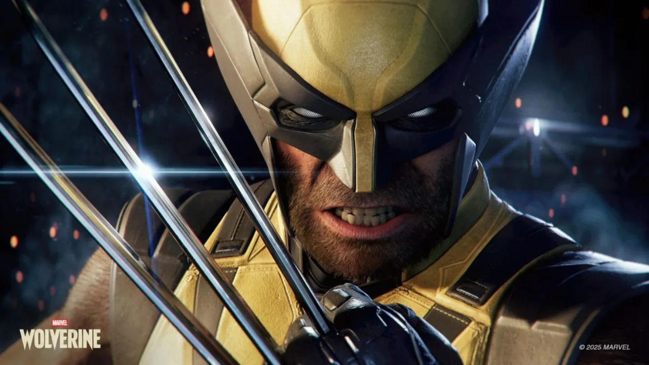 Atleta vestindo camiseta do Wolverine, segurando halteres e controle de PS5 ao lado de shaker de proteína