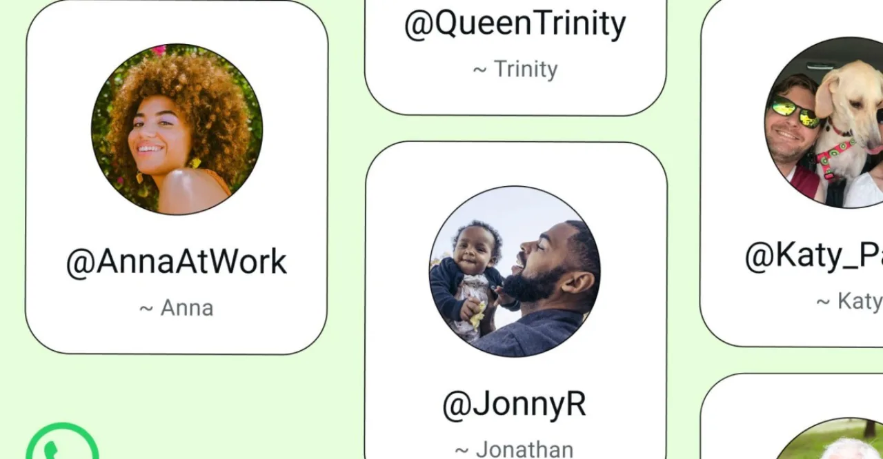 Tela de smartphone mostrando a nova tela de criação de username no WhatsApp, ao lado de cadeado de privacidade
