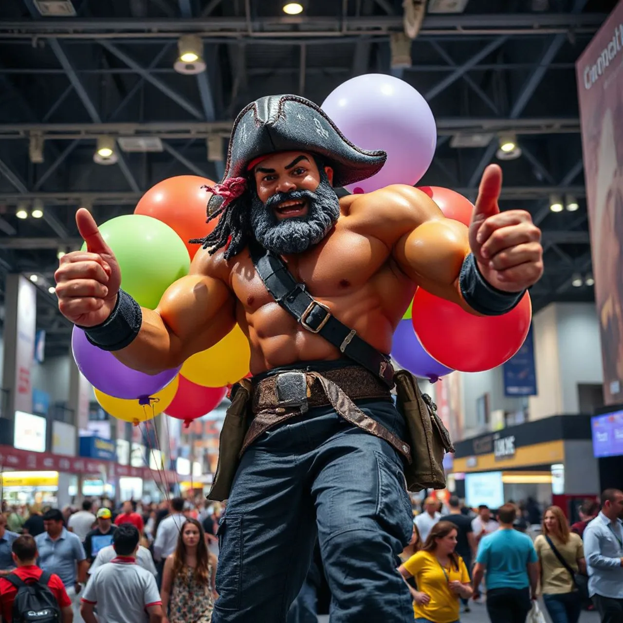 Balões gigantes de Luffy em Gear 2, 4 e 5 dominam o pavilhão da CCXP26, ao lado do logo do evento e fãs animados
