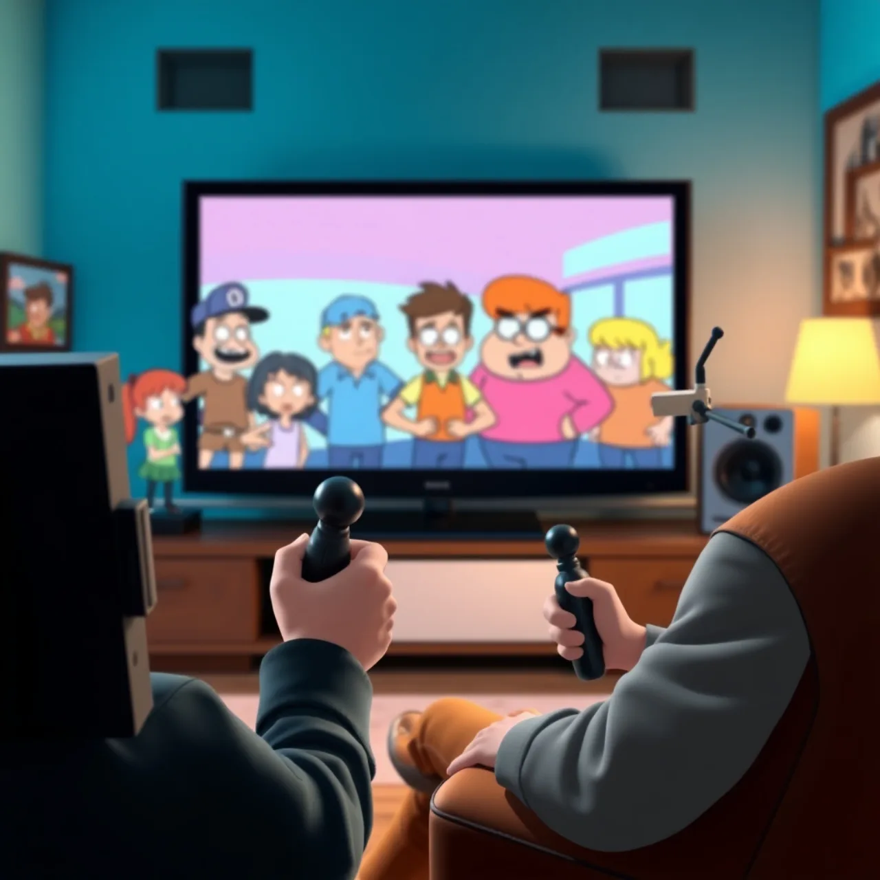 Jovem em cadeira de escritório segurando joystick, com garrafinha d'água e barra de proteína ao lado