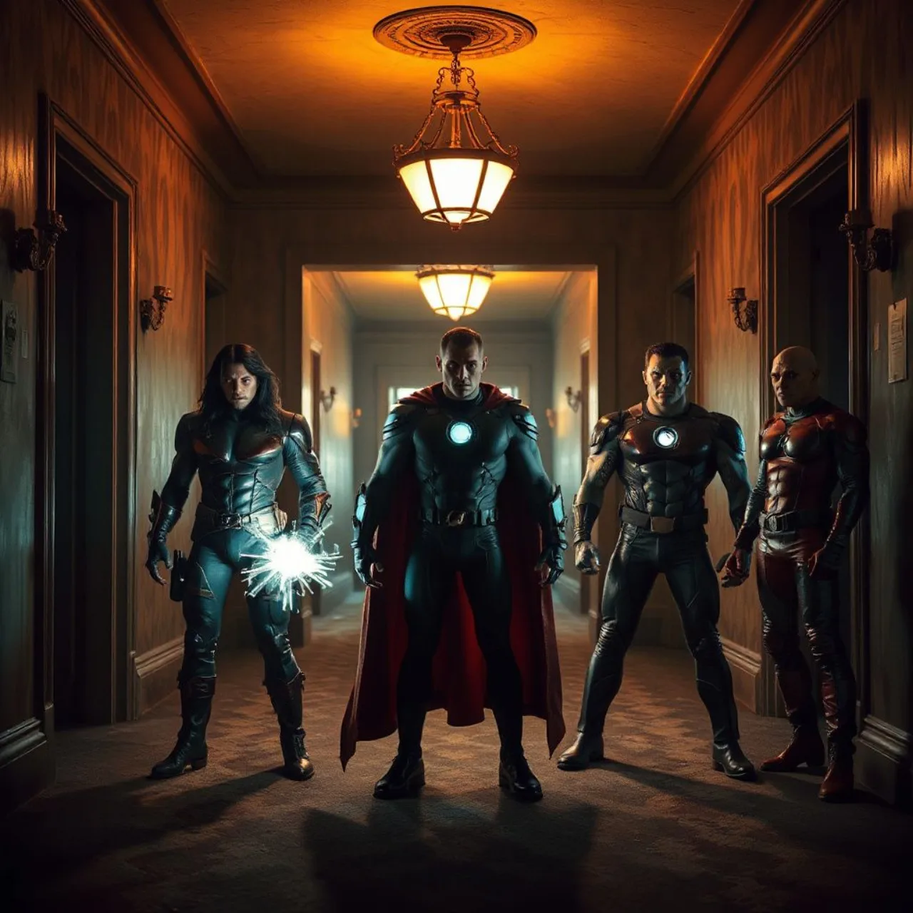Psylocke, Kitty Pryde, Doug Ramsey, Wolverine e Cyclops posam juntos ao lado do logotipo dos X‑Men
