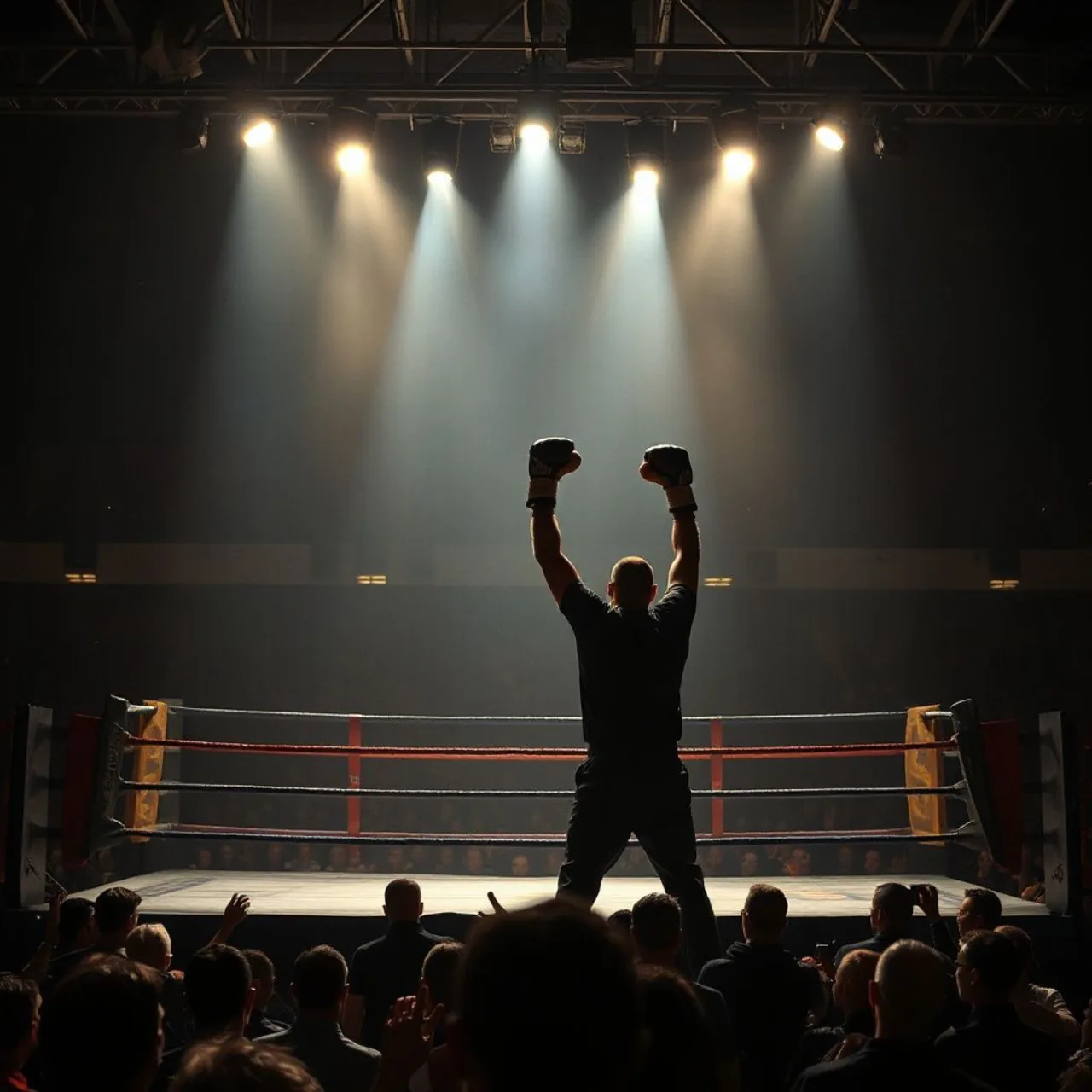 Yu, o jovem boxeador, em pose de luta com luvas luminosas, ao fundo o logo de The Boxer e o selo Crunchyroll