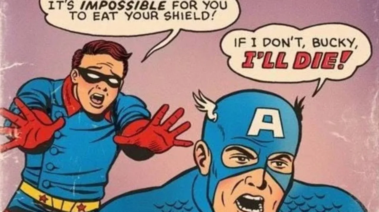Cartas colecionáveis Marvel de 1966 empilhadas sobre uma mesa de madeira sob luz dourada