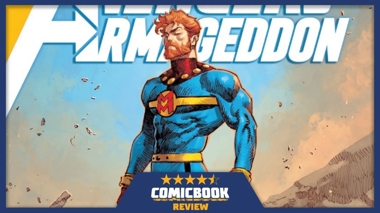 Capa de Avengers: Armageddon #5 mostra os Vingadores reunidos, com Capitão América, Homem de Ferro e Thor ao fundo