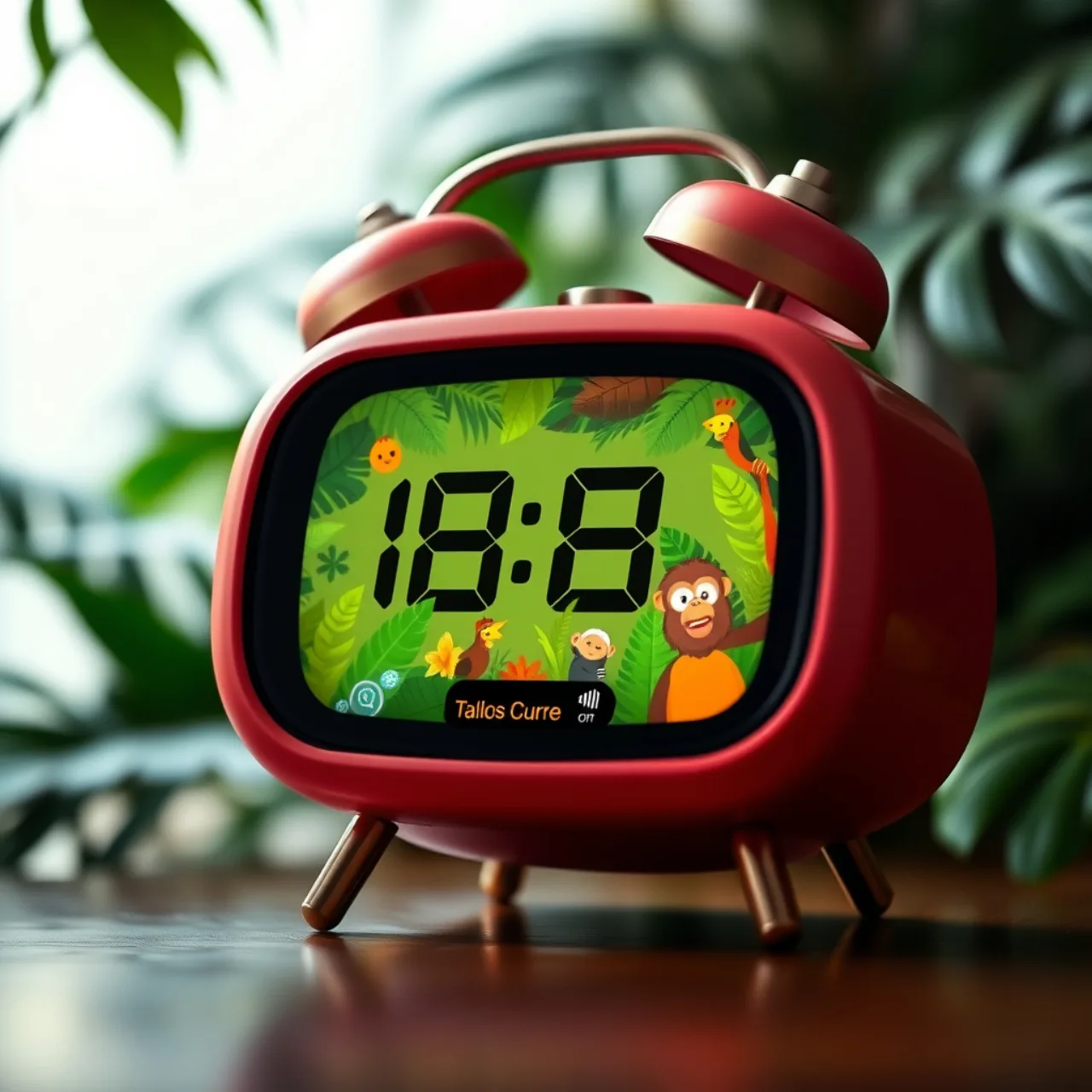Jovem vestindo roupa de treino, correndo ao ar livre, com smartwatch exibindo a tela do Nintendo Alarmo em tema Donkey Kong