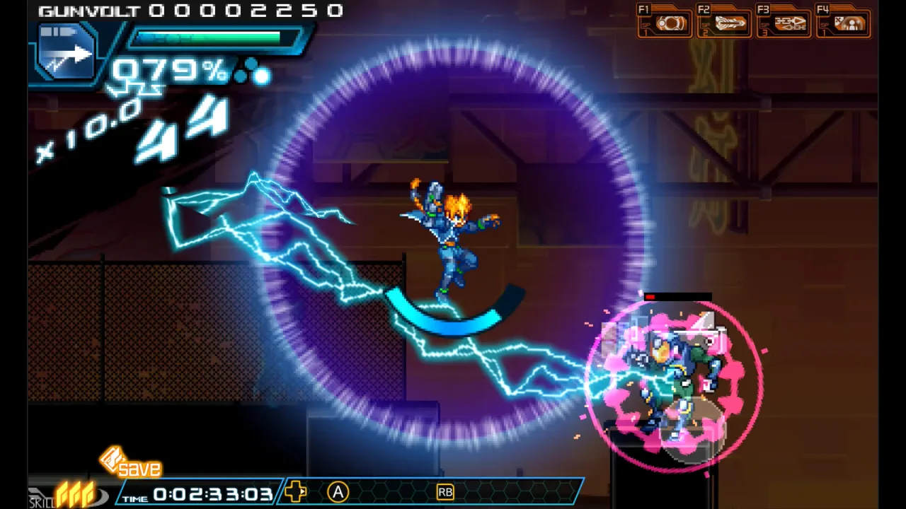 Cena do jogo Azure Striker Gunvolt