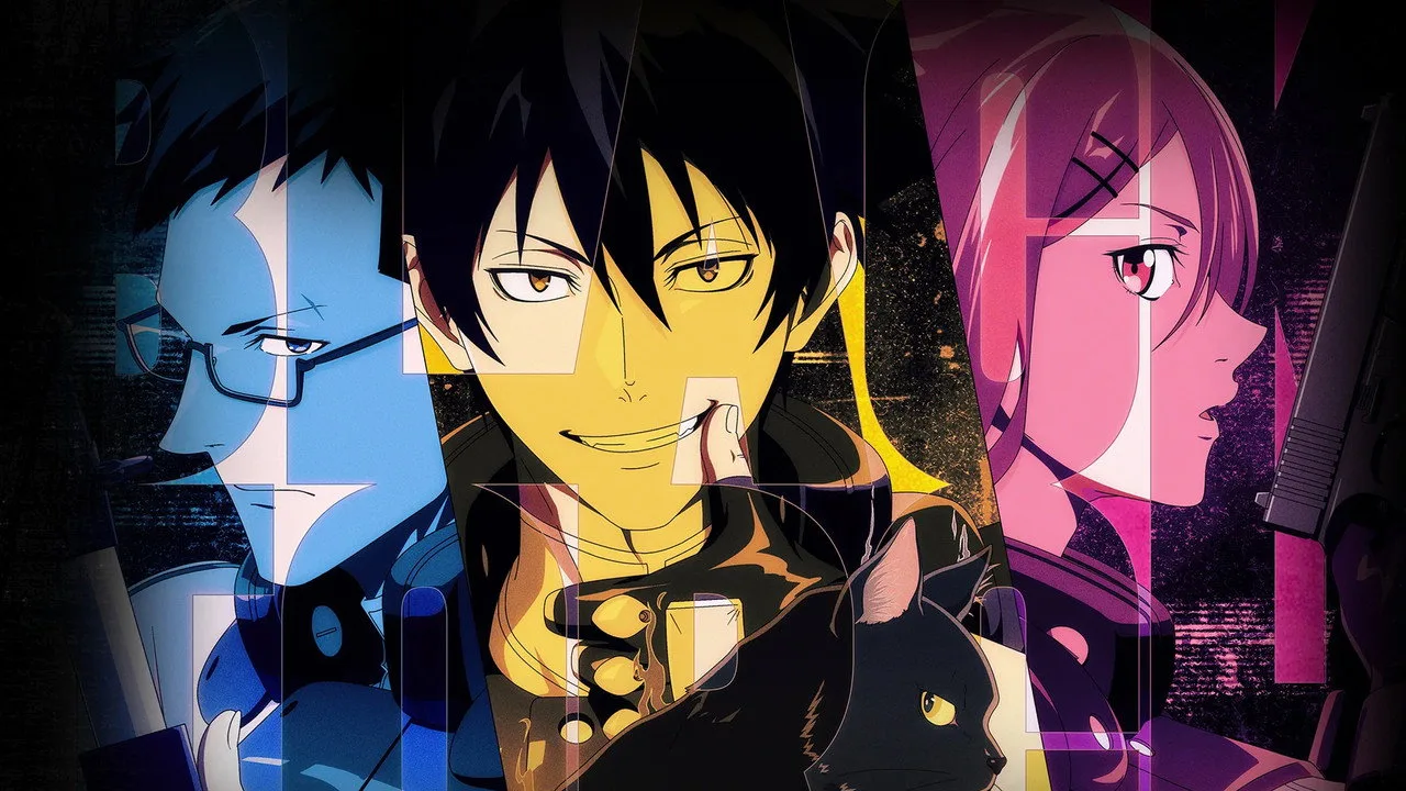 Um leitor segurando o box set de Black Torch, com capa colorida, poster ao fundo e tela do Crunchyroll ao lado
