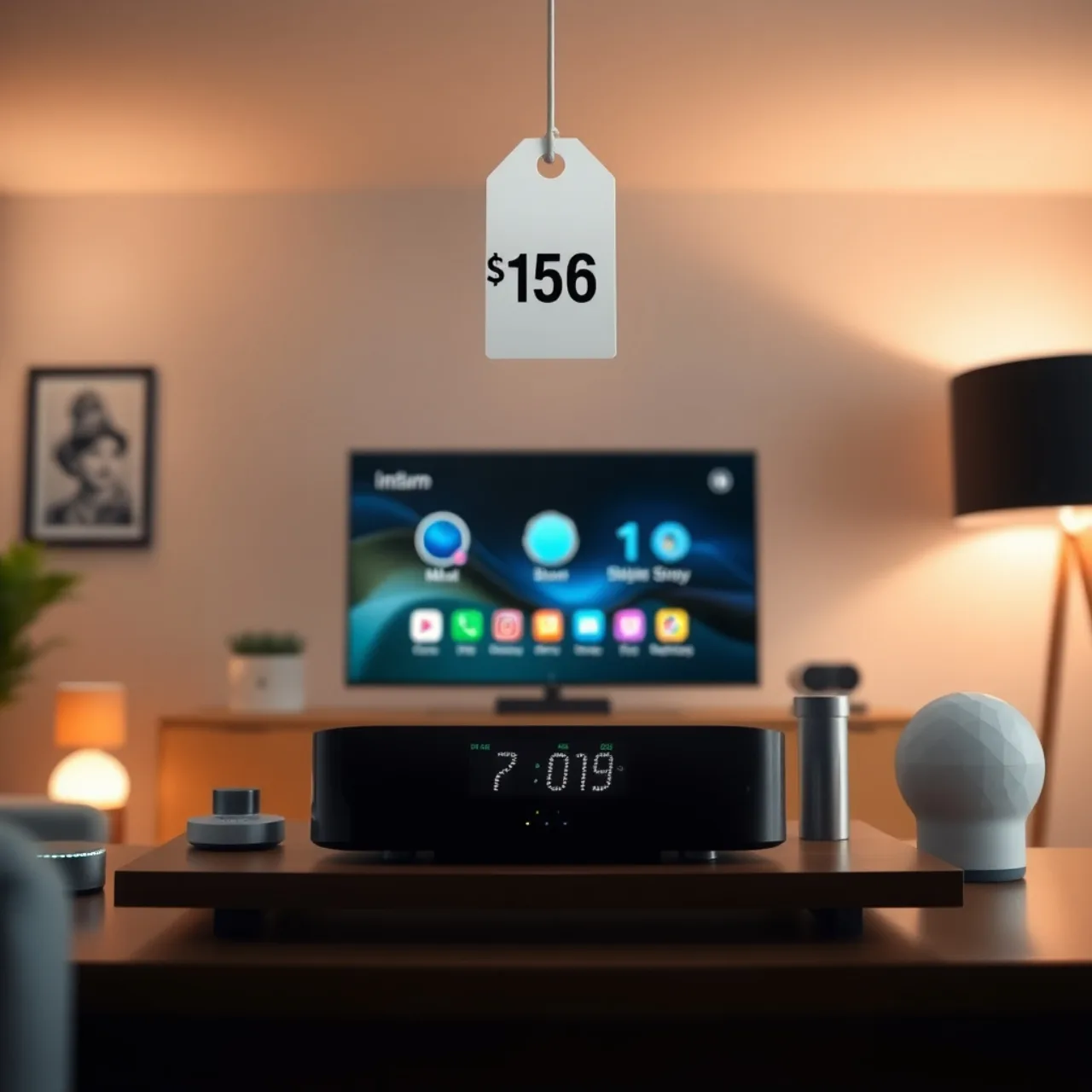 Homem usando smartwatch Samsung enquanto controla lâmpadas inteligentes em casa