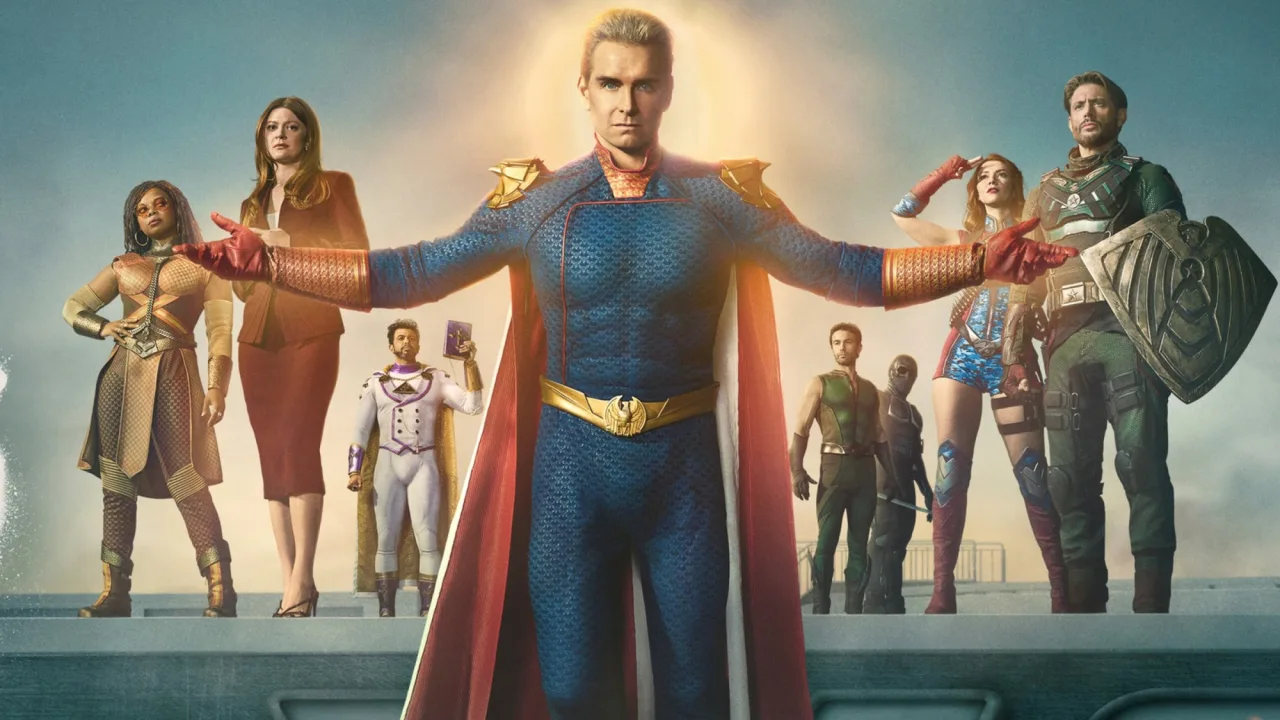 Homem musculoso segurando quadrinhos de The Boys enquanto faz supino com barra
