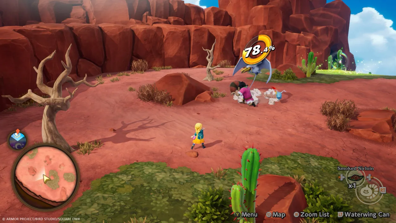 Steam Deck aberto mostrando a tela de Dragon Quest Monsters: Withered World com seu logo e monstros