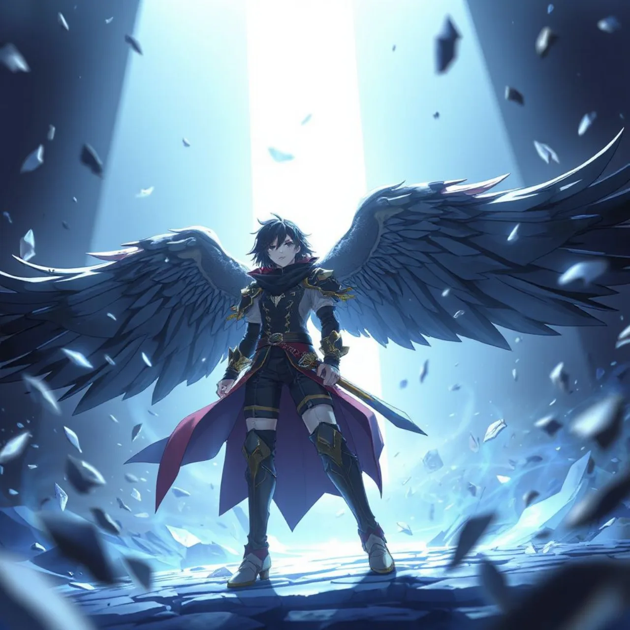 Jovem com camiseta de anime fazendo flexões, ao fundo pôster de Destiny Unchain Online