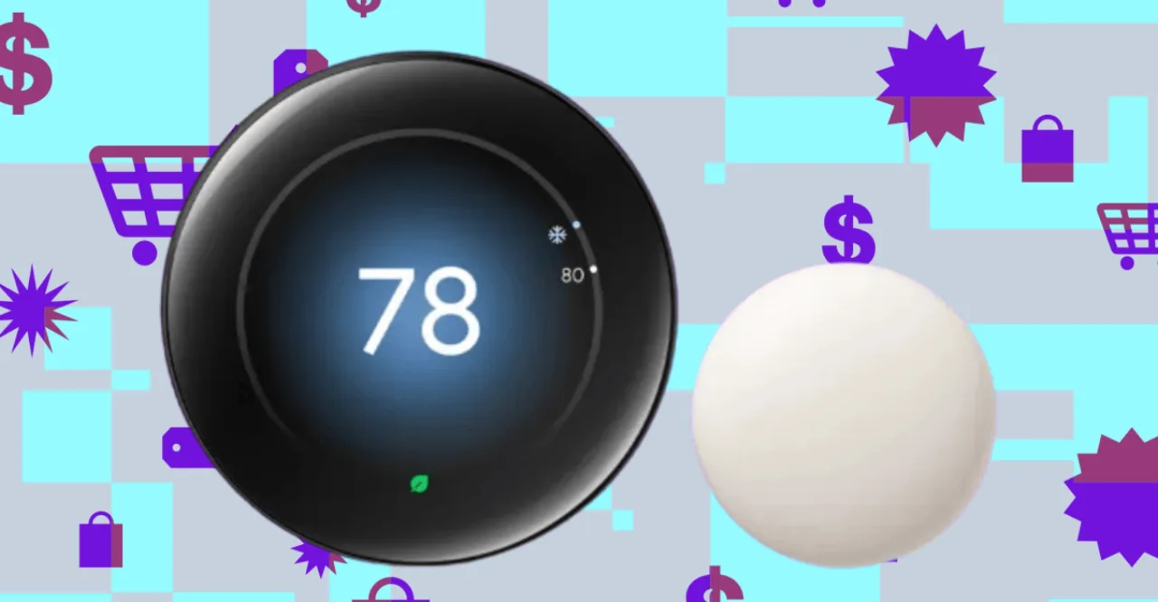 Termostato Nest Learning 4ª geração nas cores prata, dourado e preto sobre mesa