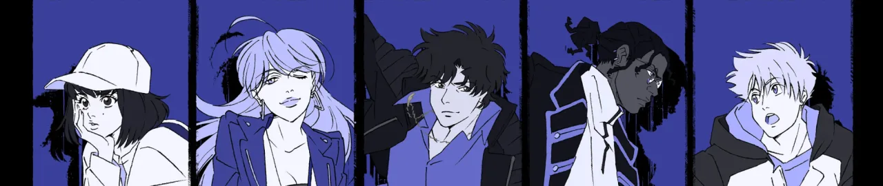 Pessoa correndo ao ar livre, fone nos ouvidos, segurando um smartphone com a capa do anime Lazarus na tela