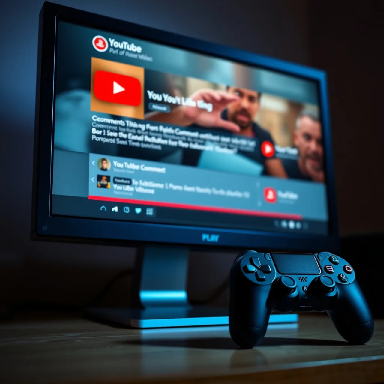 Jovem sentado, laptop aberto na página do trailer da Sony, com seção de comentários visível e fone de ouvido