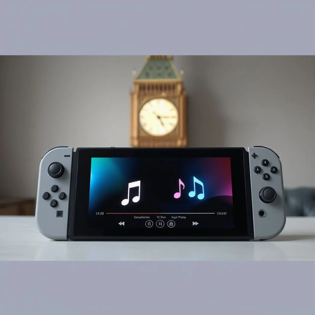 Capa de Majora’s Mask com Link usando a máscara ao lado do logo Nintendo Music na tela